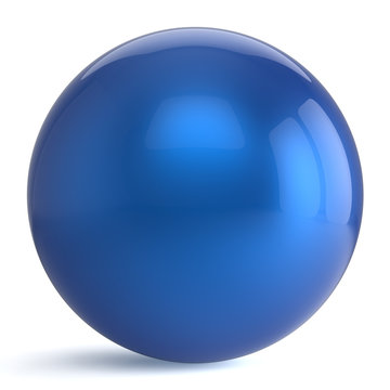 Sphere button round blue ball geometric shape basic circle solid figure simple minimalistic atom element single drop shiny glossy sparkling object blank balloon icon. 3d render isolated