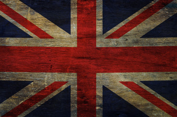 Great Britain flag on wooden background