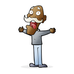 cartoon stressed old man