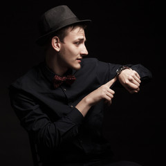 Crazy businessman making funny faces