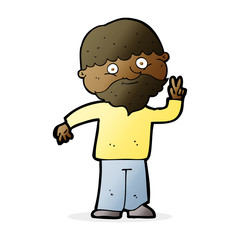 cartoon man giving peace sign