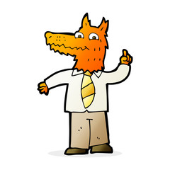 cartoon business fox with idea