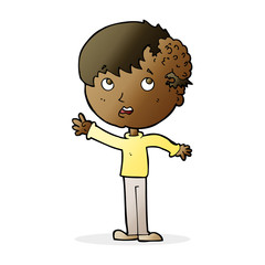 cartoon boy with growth on head