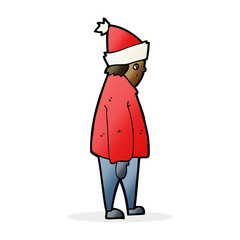 cartoon person in winter clothes