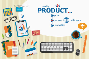 Product and flat design illustration concepts for business analy
