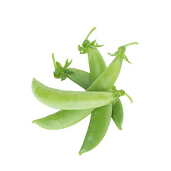 sweet fresh green peas isolated on white background