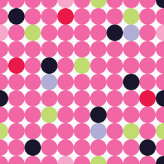 Seamless vector decorative background with circles, buttons and polka dots. Print. Cloth design, wallpaper.