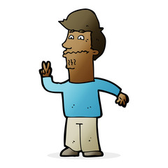 cartoon man giving peace sign