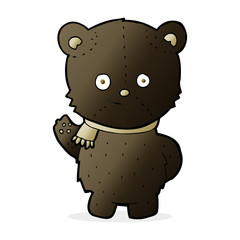 cute cartoon black bear waving
