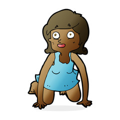 cartoon woman on all fours