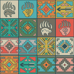 Navajo seamless colorful tribal pattern