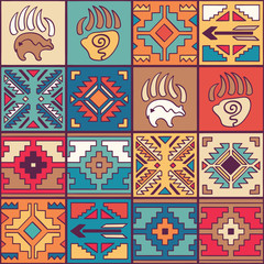 Navajo seamless colorful tribal pattern