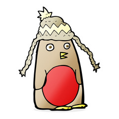 cartoon robin in hat