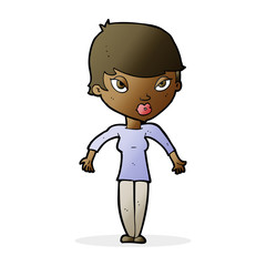 cartoon woman shrugging shoulders