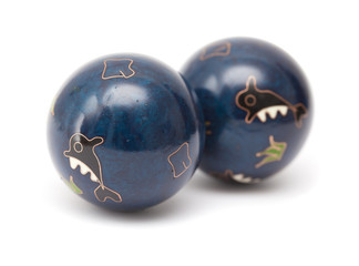 pair of blue Chinese meditation balls