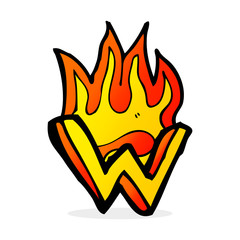 cartoon flaming letter