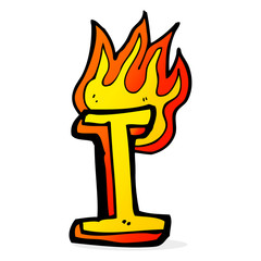 cartoon flaming letter