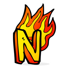 cartoon flaming letter