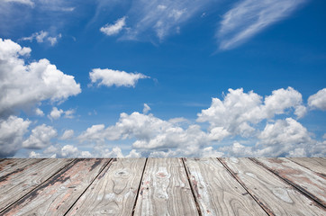 sky background with wooden planks