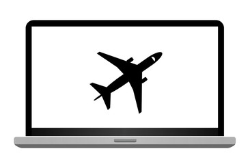 Avion de ligne dans un ordinateur portable