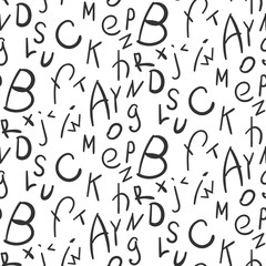 Alphabet Simple Seamless Pattern on White Background