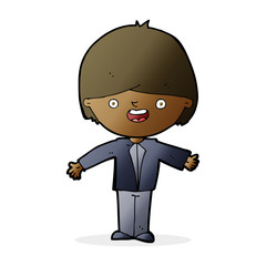 cartoon happy boy with open arms