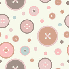 Seamless vector decorative background with circles, buttons and polka dots. Print. Cloth design, wallpaper.