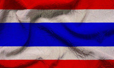 Realistic wavy flag of Thailand.