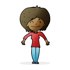 cartoon woman shrugging shoulders