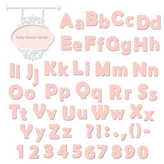 Polka dot font in pastel pink. Girly.