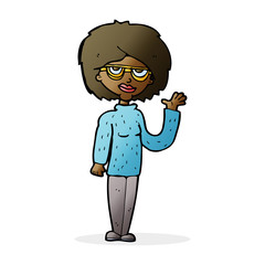 cartoon woman waving