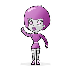 cartoon robot woman waving