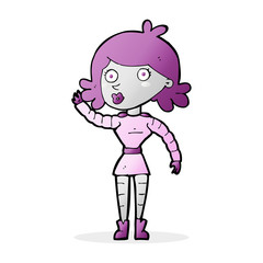 cartoon robot woman waving