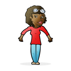 cartoon woman wearing goggles