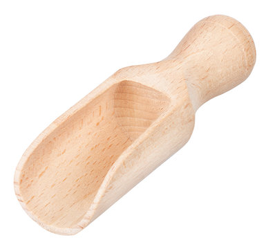Wooden scoop isolated on white background
