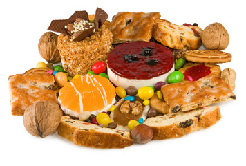 Image of various tasty cookies closeup