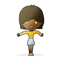 cartoon excited woman