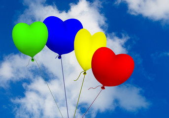 Naklejka na ściany i meble image of multicolored balloon in the sky