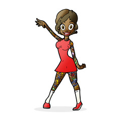cartoon woman with tattoos