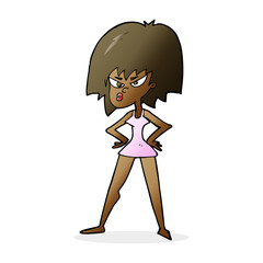 cartoon angry woman in dress