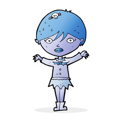 cartoon waving vampire girl