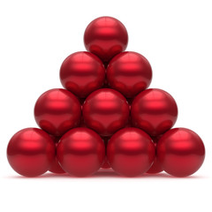 Pyramid hierarchy sphere ball red corporation top order leadership element teamwork stable group business concept shiny sparkling. 3d render isolated