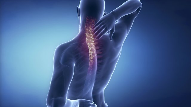 Male cervical  backbone pain - spine hurt concept