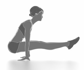 Fitness woman stretching on white isolated - warm up concept