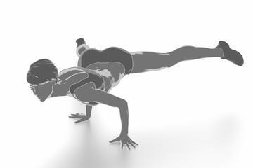 Fitness woman stretching on white isolated - warm up concept