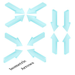 Isometric arrows. Realistic ice arrows. Frozen water in the form