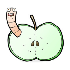 cartoon apple with worm