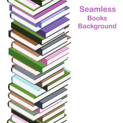 Seamless stack of books. Education and science banner.