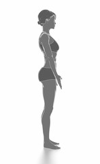 Fitness woman stretching on white isolated - warm up concept