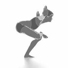 Fitness woman stretching on white isolated - warm up concept